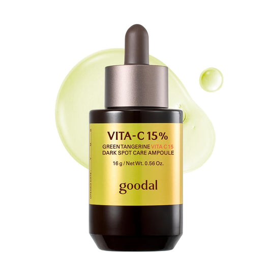 GOODAL Green Tangerine Vita C 15 Ampoule, Korean Skin Care, Vitamin C Serum, Hydrating Daily Facial Care for Fine Lines, Dull Skin, K Beauty, 16g/0.56 Oz