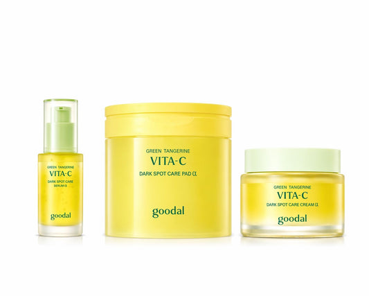 GOODAL [Bundle] Green Tangerine Vita C Skin Care Trio : Toner Pads, Serum, Cream [Advanced Ver.]