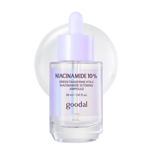 GOODAL Green Tangerine Vita C Niacinamide 10 Toning Ampoule - Facial Serum for Natural Glow, Daily Use, Pore Minimizer for Face, Hydrating, Korean Skincare, K Beauty (30ml/1.01 fl.oz.)