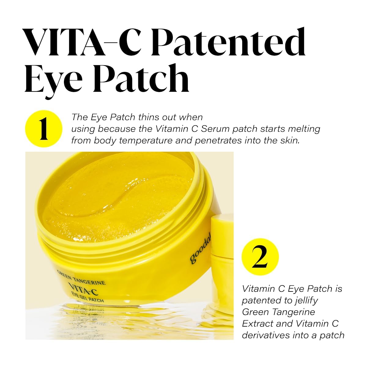 GOODAL Green Tangerine Vitamin C Eye Patches 60 Sheets – Hydrating Gel Under Eye Masks for Tired Puffy Eyes, Korean Skincare, Glass Skin Look, Daily Self Care Essentials