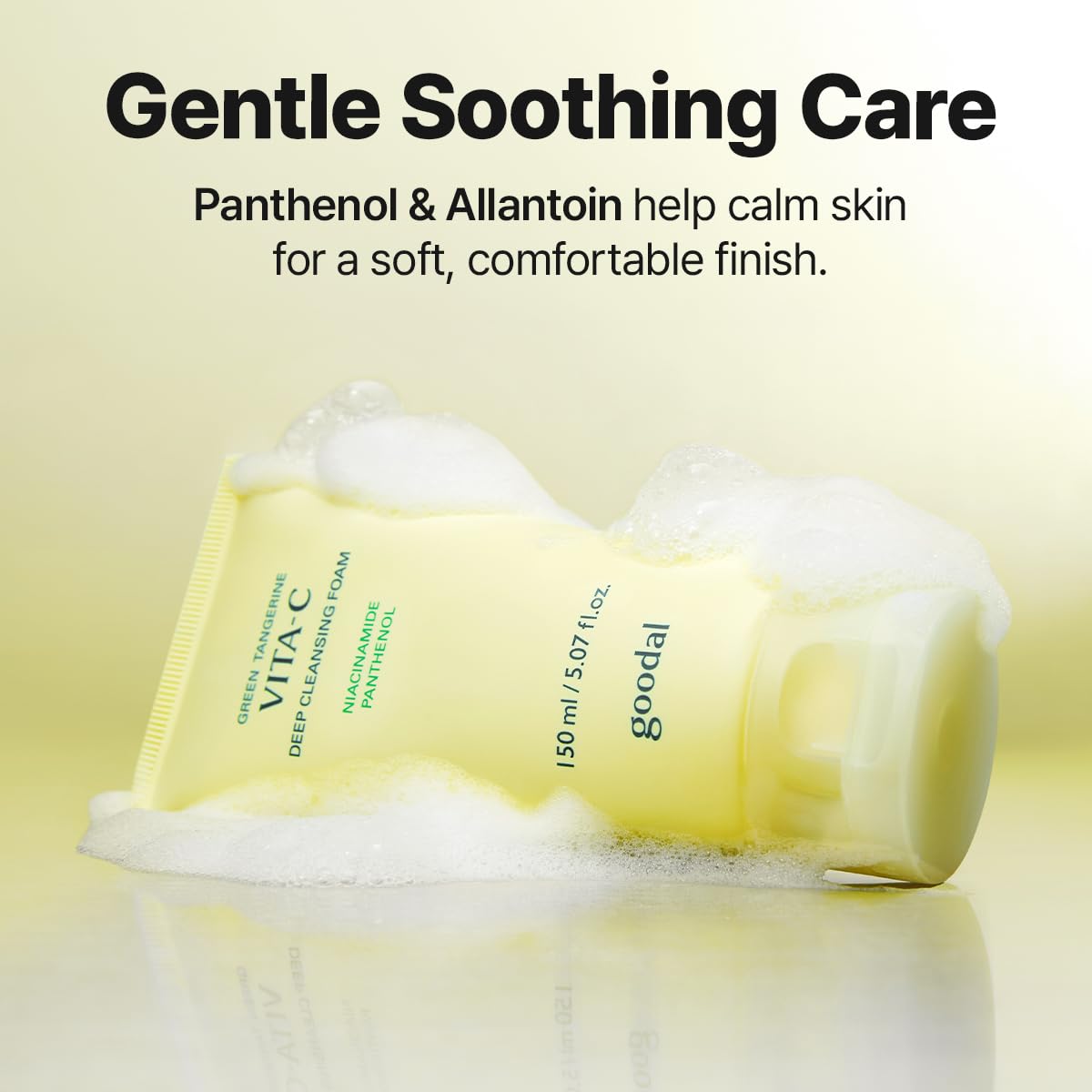 GOODAL Green Tangerine Vitamin C Cleansing Foam for Sensitive Skin | Gentle Formula for Deep Cleansing, Rich, Daily Foaming Face Wash, Non-Irritating, Clarifying, Moisturizing (5.07 fl oz)
