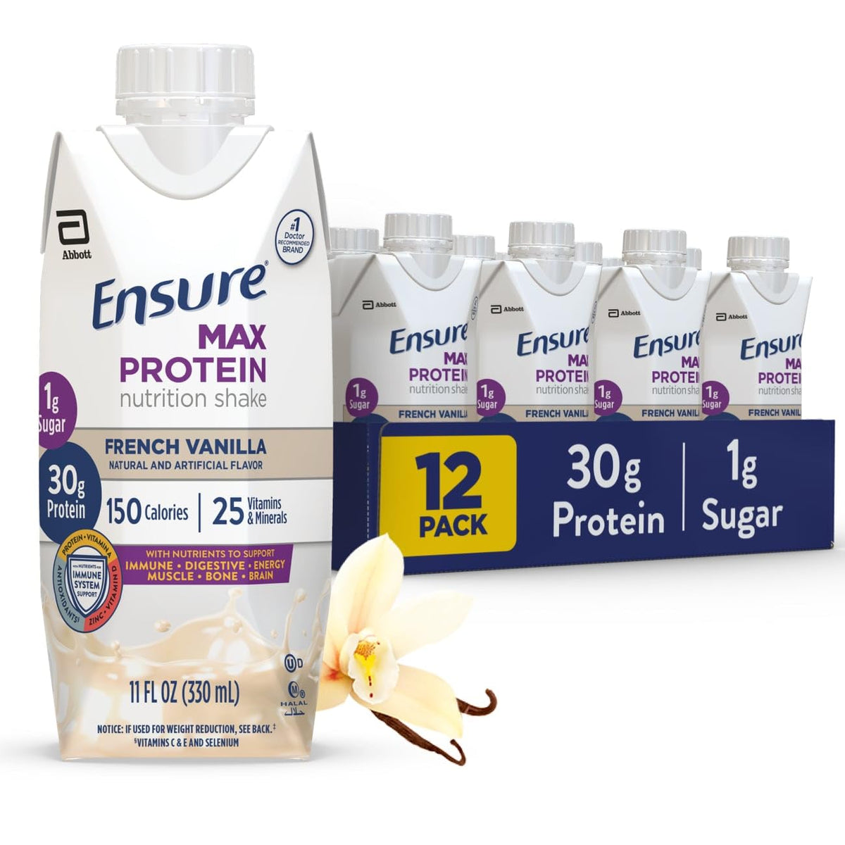 Ensure Max Protein Milk Chocolate Shake, 30g High Protein, 12 Pack