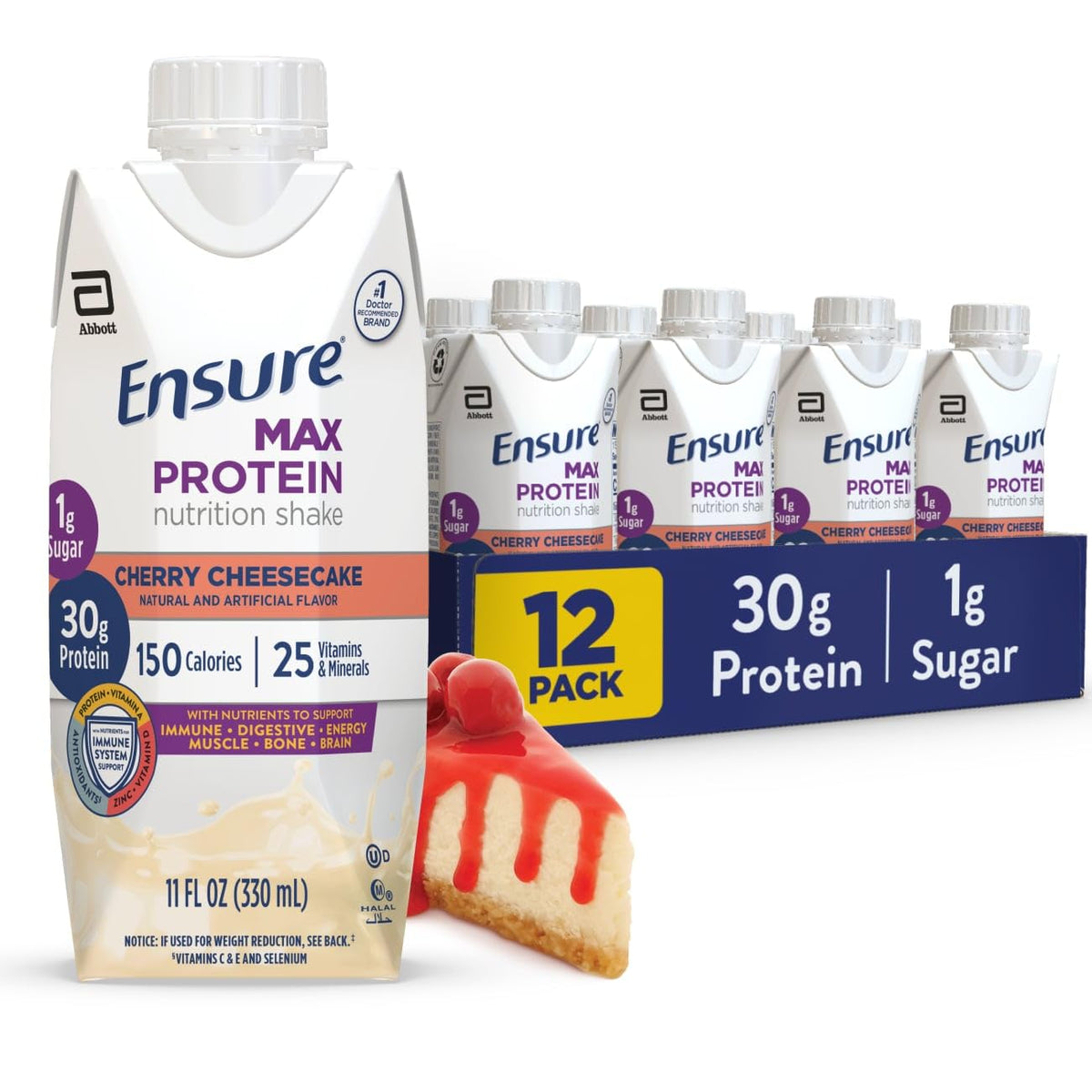 Ensure Max Protein Milk Chocolate Shake, 30g High Protein, 12 Pack