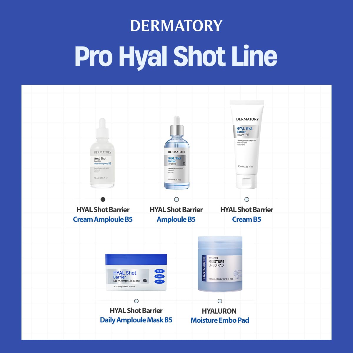 DERMATORY Hyal Shot Barrier Cream Ampoule B5, Hyaluronic Acid Serum for Face, Hydrating & Plumping & Firming Milky Moisturizer, Gentle Formula for Sensitive, Korean Skincare, 1.69 fl. oz.