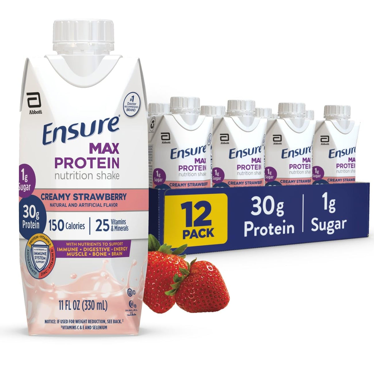 Ensure Max Protein Milk Chocolate Shake, 30g High Protein, 12 Pack