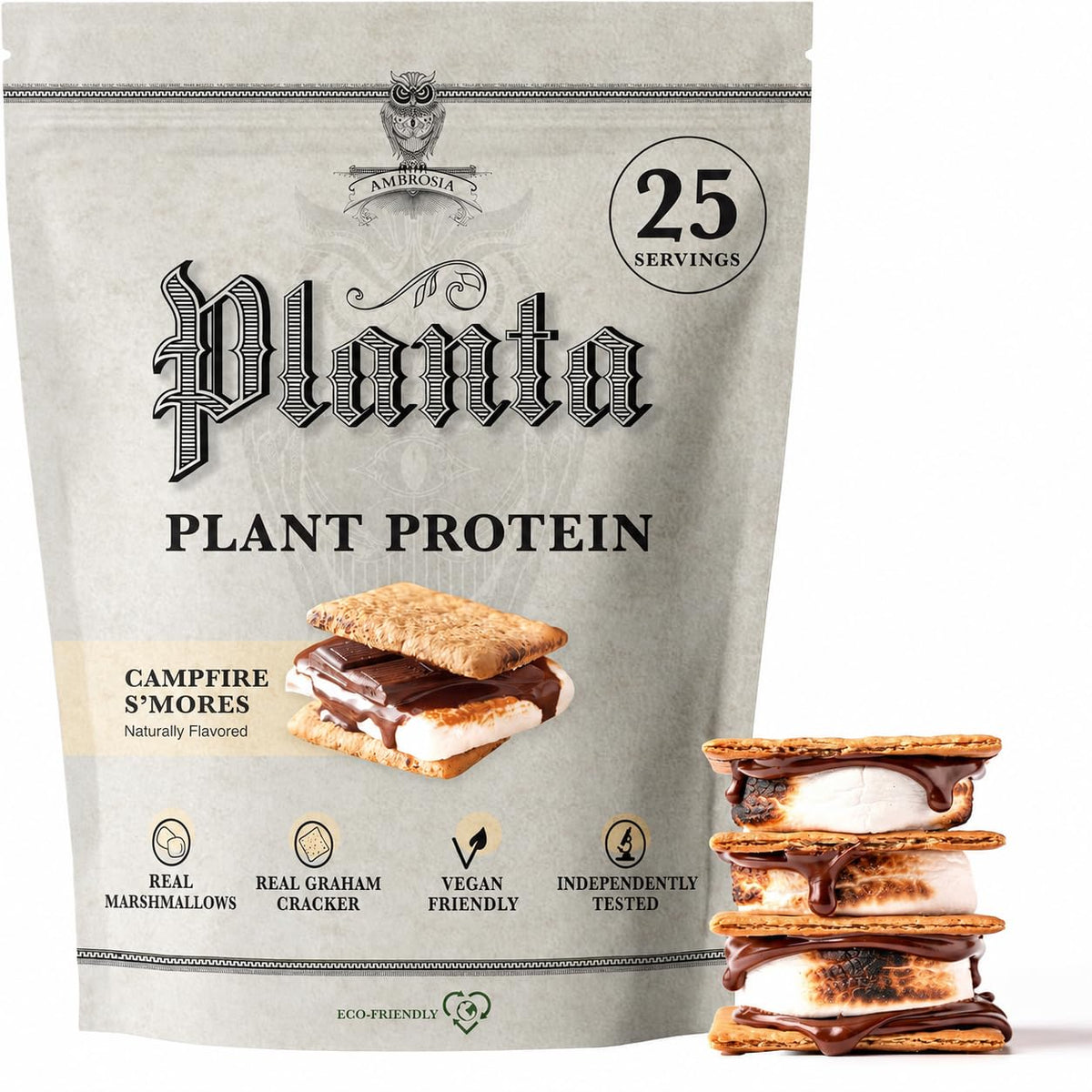 Ambrosia Plant Based Protein Powder 20g | Clean Vegan Pea Protein Powder | Gluten & Dairy Free, Keto Friendly, No Added Sugar | 25 Servings | Banana Maple