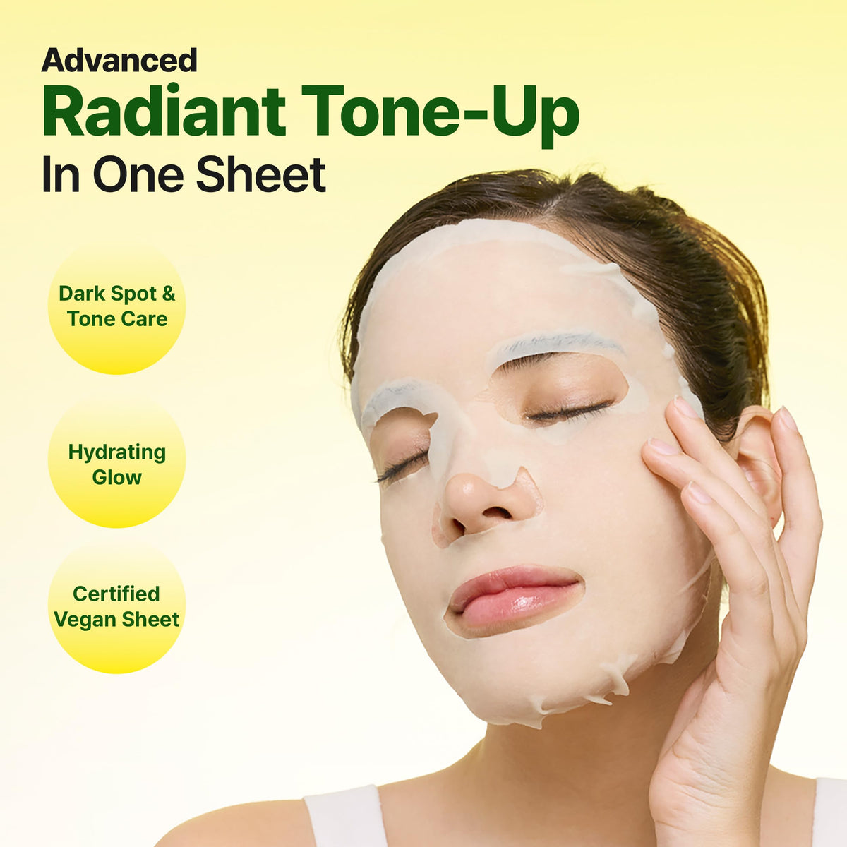 GOODAL Green Tangerine Vita C Dark Spot Care Serum Sheet Mask(5ea) [Advanced Ver.], Dark Spot Care & Hydration Boost with Niacinamide and Hyaluronic Acid, Vegan Skin-Fit Sheet Mask, Korean Skincare