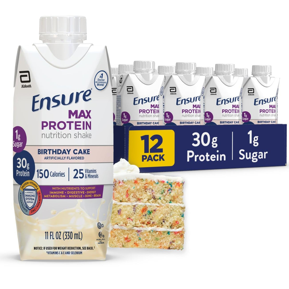 Ensure Max Protein Milk Chocolate Shake, 30g High Protein, 12 Pack