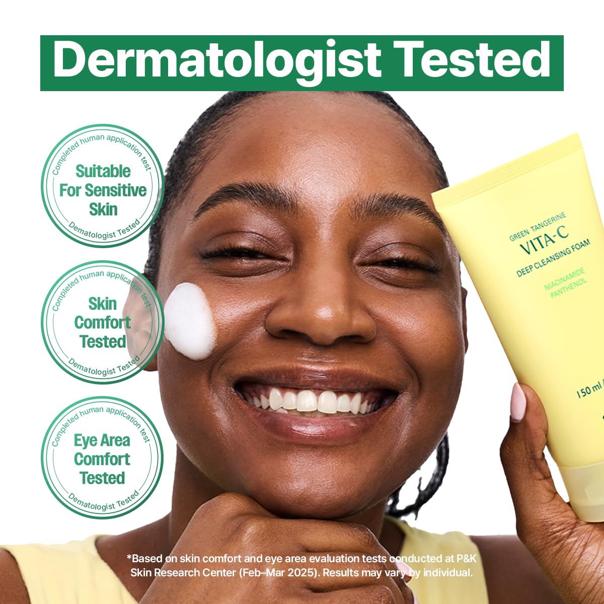 GOODAL Green Tangerine Vitamin C Cleansing Foam for Sensitive Skin | Gentle Formula for Deep Cleansing, Rich, Daily Foaming Face Wash, Non-Irritating, Clarifying, Moisturizing (5.07 fl oz)