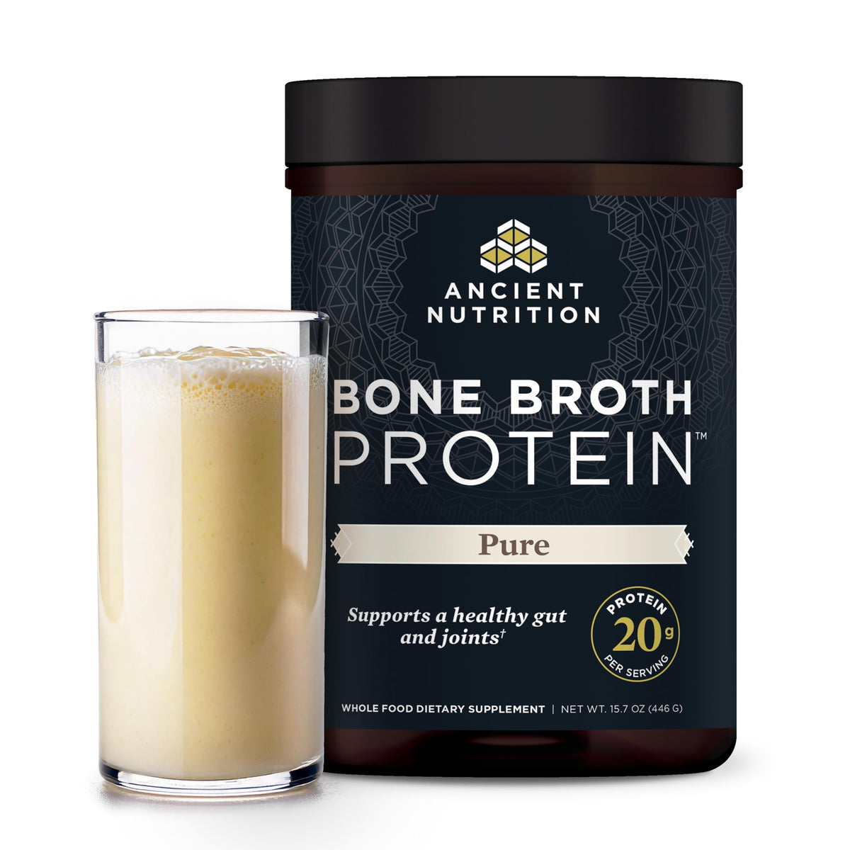 Ancient Nutrition Grass Fed Bone Broth Protein Powder, Vanilla