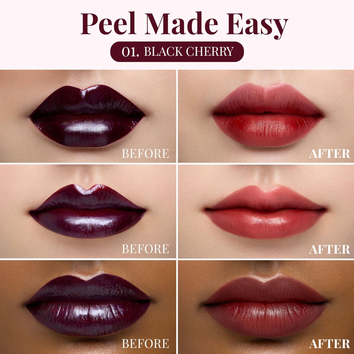 Peripera Ink Peel Off Lip Stain - Long Lasting, Transfer-Proof, Waterproof Korean Lip Tint with Color-Changing Peel-Off Formula (01 BLACK CHERRY)