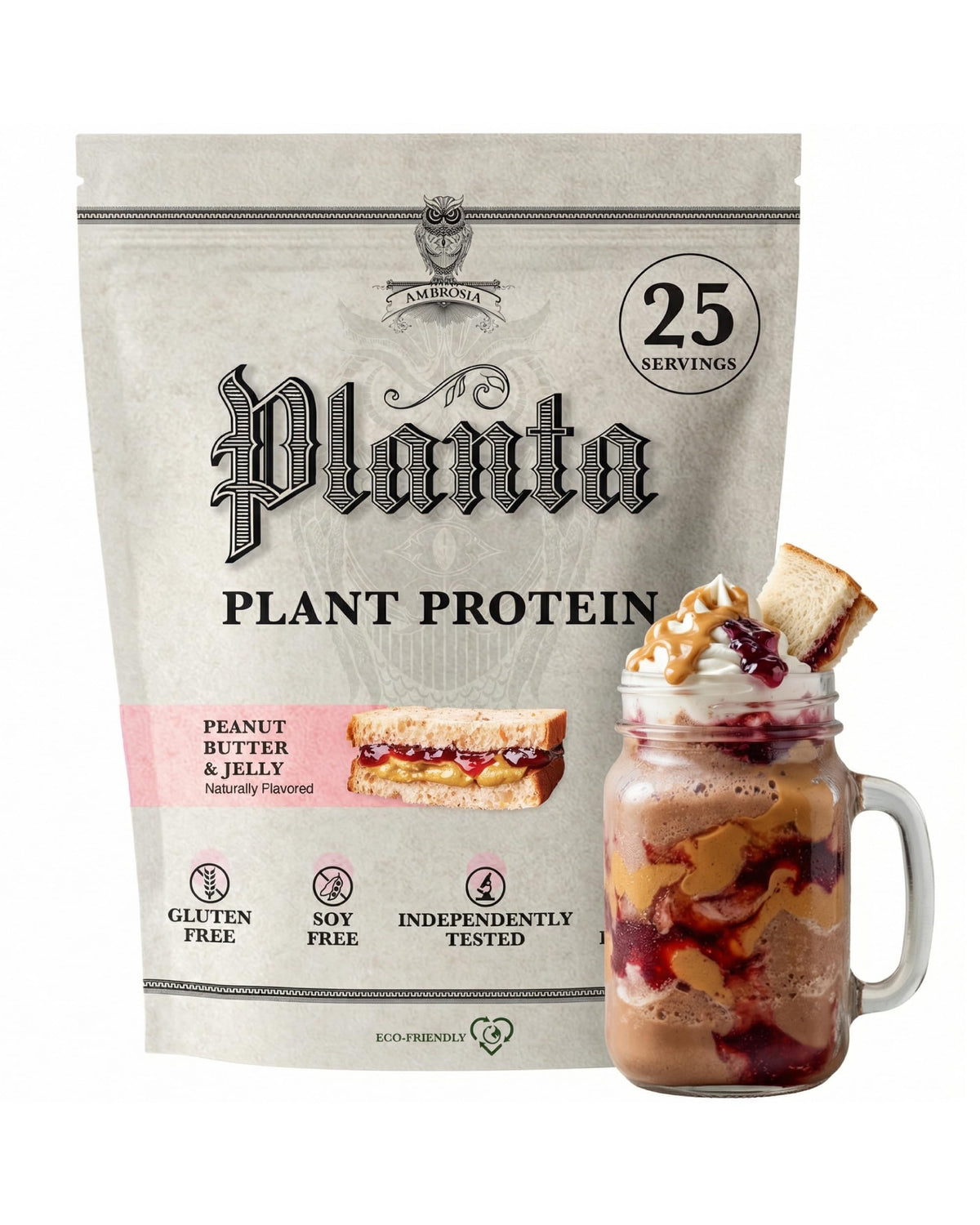 Ambrosia Plant Based Protein Powder 20g | Clean Vegan Pea Protein Powder | Gluten & Dairy Free, Keto Friendly, No Added Sugar | 25 Servings | Banana Maple