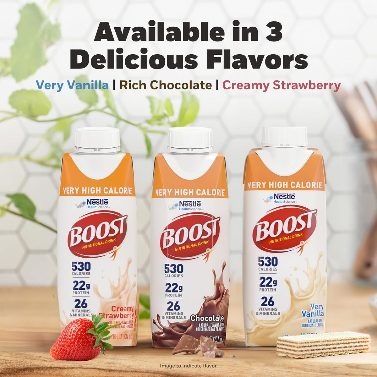 BOOST Very High Calorie Nutritional Drink, Very Vanilla, 8 FL OZ, 24 pk