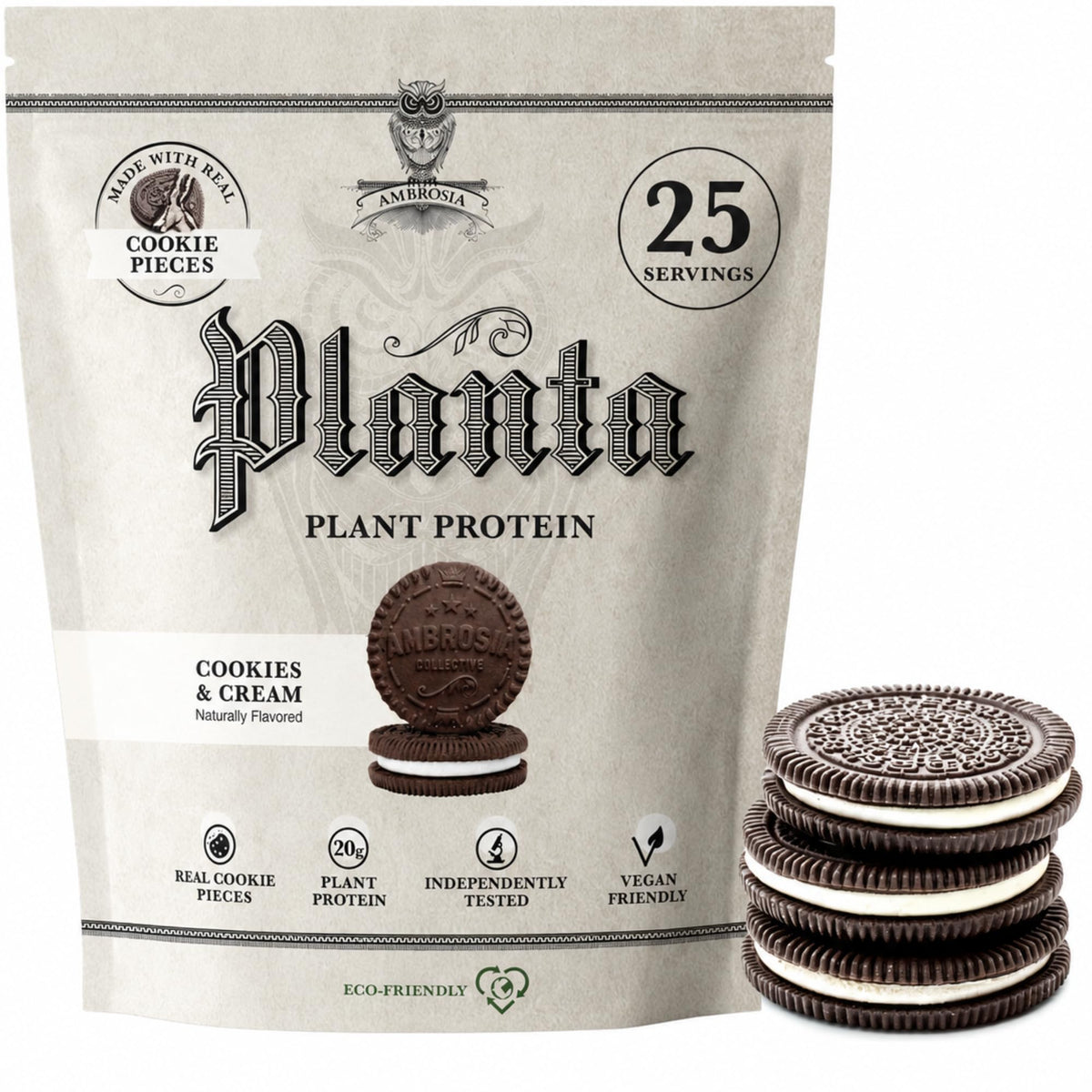 Ambrosia Plant Based Protein Powder 20g | Clean Vegan Pea Protein Powder | Gluten & Dairy Free, Keto Friendly, No Added Sugar | 25 Servings | Banana Maple