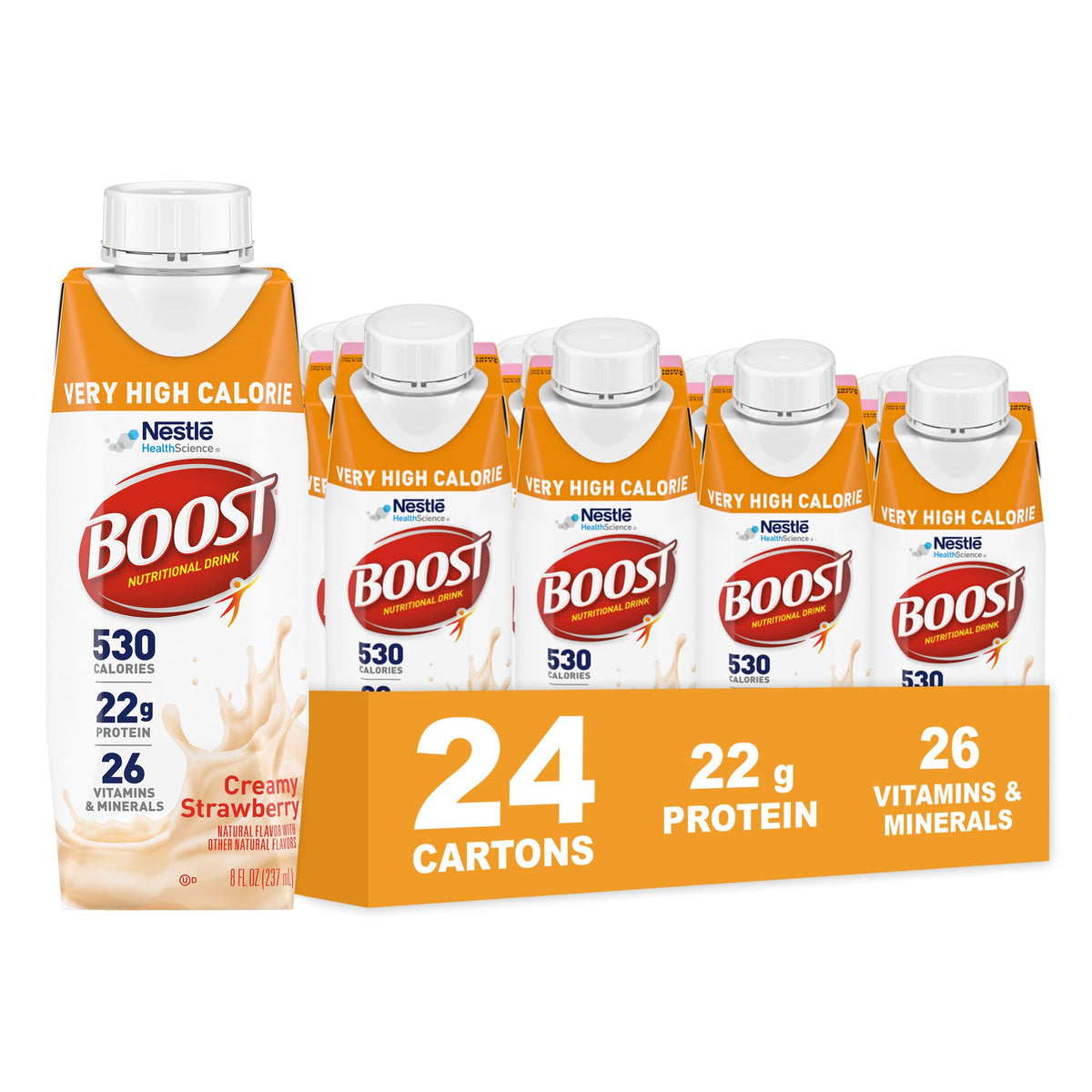 BOOST Very High Calorie Nutritional Drink, Very Vanilla, 8 FL OZ, 24 pk