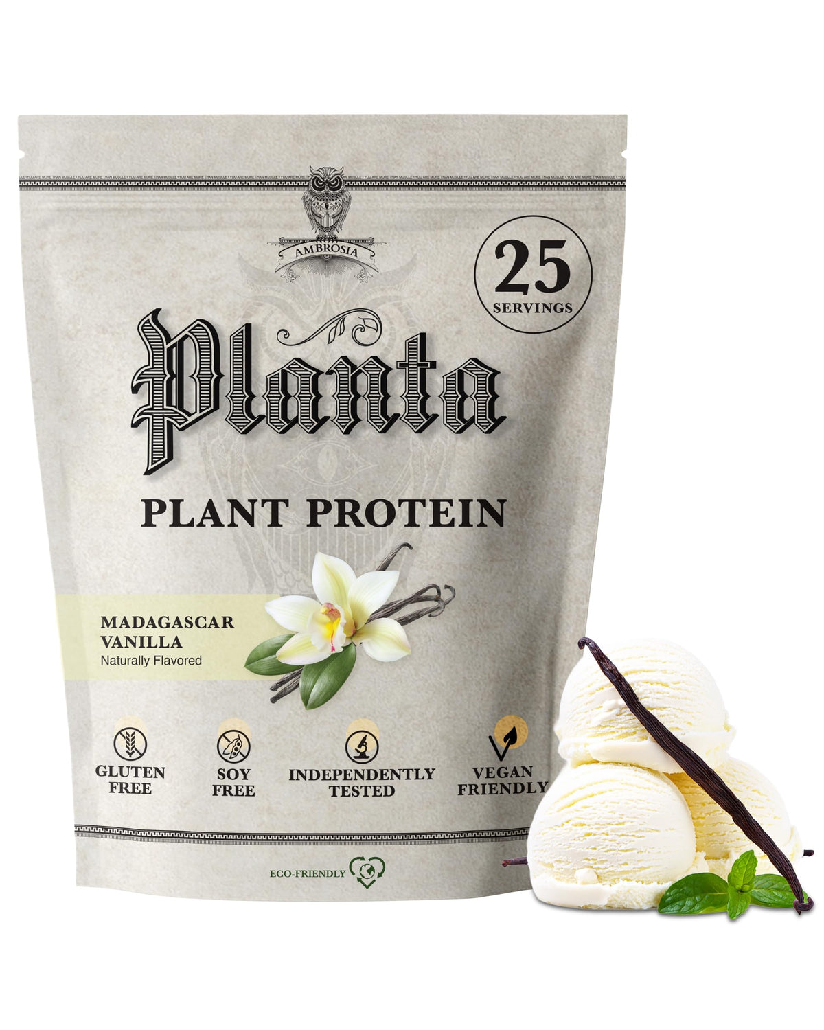 Ambrosia Plant Based Protein Powder 20g | Clean Vegan Pea Protein Powder | Gluten & Dairy Free, Keto Friendly, No Added Sugar | 25 Servings | Banana Maple