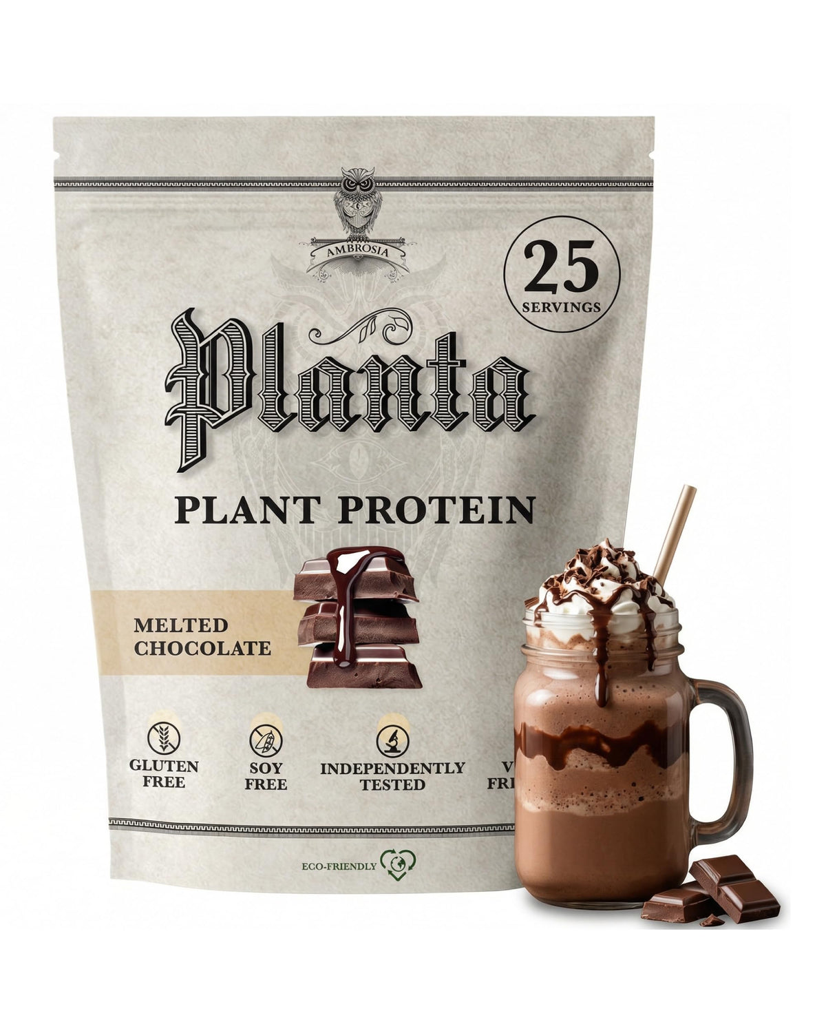 Ambrosia Plant Based Protein Powder 20g | Clean Vegan Pea Protein Powder | Gluten & Dairy Free, Keto Friendly, No Added Sugar | 25 Servings | Banana Maple