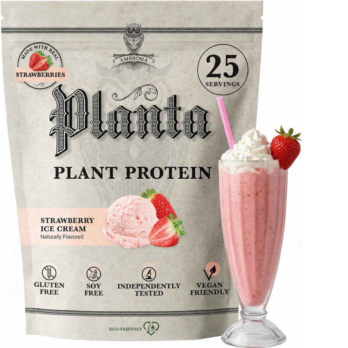 Ambrosia Plant Based Protein Powder 20g | Clean Vegan Pea Protein Powder | Gluten & Dairy Free, Keto Friendly, No Added Sugar | 25 Servings | Banana Maple