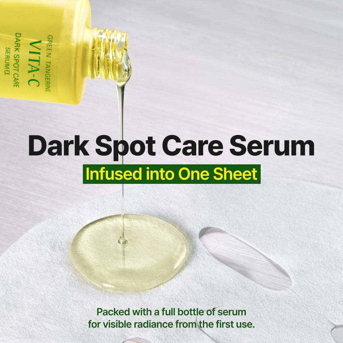 GOODAL Green Tangerine Vita C Dark Spot Care Serum Sheet Mask(5ea) [Advanced Ver.], Dark Spot Care & Hydration Boost with Niacinamide and Hyaluronic Acid, Vegan Skin-Fit Sheet Mask, Korean Skincare