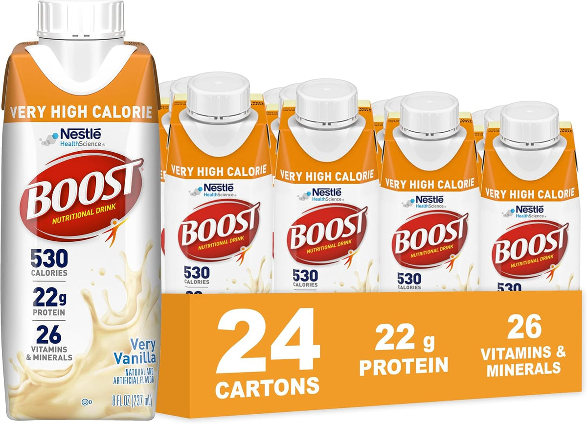 BOOST Very High Calorie Nutritional Drink, Very Vanilla, 8 FL OZ, 24 pk