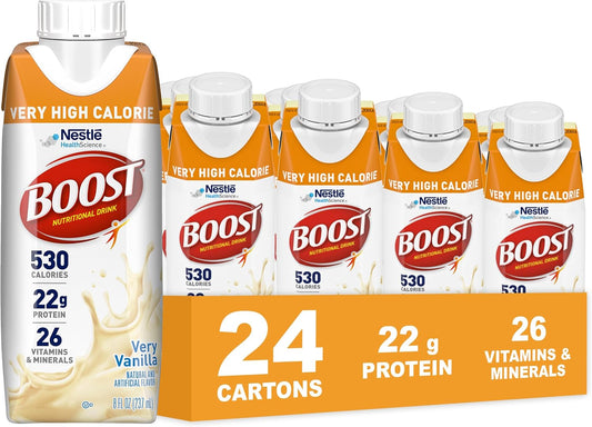 BOOST Very High Calorie Nutritional Drink, Very Vanilla, 8 FL OZ, 24 pk